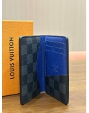 LOUIS VUITTON POCKET ORGANIZER IN DAMIER GRAPHITE CANVAS WITH BLUE INTERIOR 