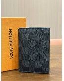 LOUIS VUITTON POCKET ORGANIZER IN DAMIER GRAPHITE CANVAS WITH BLUE INTERIOR 