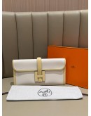 HERMES JIGE ELAN 29 CLUTCH IN CREAM AND YELLOW SWIFT LEATHER