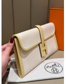 HERMES JIGE ELAN 29 CLUTCH IN CREAM AND YELLOW SWIFT LEATHER