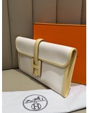 HERMES JIGE ELAN 29 CLUTCH IN CREAM AND YELLOW SWIFT LEATHER