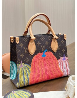 LOUIS VUITTON X YAYOI KUSAMA PM ONTHEGO FEATURING COLOURFUL PUMPKIN GRAPHICS ON CLASSIC MONOGRAM CANVAS 