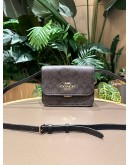 COACH BRYNN CROSSBODY BAG IN BROWN CC SIGNATURE CANVAS WITH BLACK LEATHER