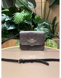 COACH BRYNN CROSSBODY BAG IN BROWN CC SIGNATURE CANVAS WITH BLACK LEATHER