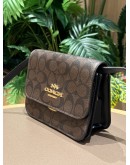 COACH BRYNN CROSSBODY BAG IN BROWN CC SIGNATURE CANVAS WITH BLACK LEATHER