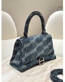 BALENCIAGA HOURGLASS BB IN BLUE MONOGRAM DENIM