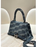 BALENCIAGA HOURGLASS BB IN BLUE MONOGRAM DENIM