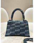 BALENCIAGA HOURGLASS BB IN BLUE MONOGRAM DENIM