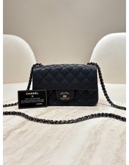  CHANEL MINI CLASSIC FLAP BAG IN BLACK CAVIAR LEATHER