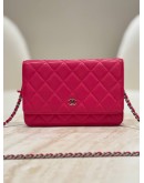 CHANEL CLASSIC WALLET ON CHAIN (WOC) IN PINK QUILTED LAMBSKIN LEATHER