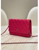 CHANEL CLASSIC WALLET ON CHAIN (WOC) IN PINK QUILTED LAMBSKIN LEATHER