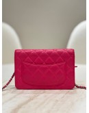 CHANEL CLASSIC WALLET ON CHAIN (WOC) IN PINK QUILTED LAMBSKIN LEATHER