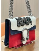 GUCCI DIONYSUS CHAIN SHOULDER BAG IN BLUE, RED & WHITE CRYSTAL BEADED EMBROIDERED SNAKE 