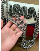 GUCCI DIONYSUS CHAIN SHOULDER BAG IN BLUE, RED & WHITE CRYSTAL BEADED EMBROIDERED SNAKE 