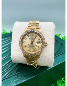 ROLEX OYSTER PERPETUAL DATEJUST PRESIDENT DIAMOND YELLOW GOLD WOMEN WATCH