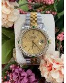 ROLEX DATEJUST REF 16233 NATURAL EMERALD DIAMOND 36MM AUTOMATIC UNISEX WATCH 