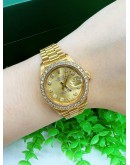 ROLEX OYSTER PERPETUAL DATEJUST PRESIDENT DIAMOND YELLOW GOLD WOMEN WATCH