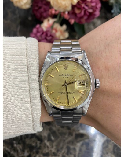 ROLEX OYSTER PERPETUAL DATE REF 1500 LIMITED EDITION YELLOW DIAL 34MM AUTOMATIC UNISEX WATCH