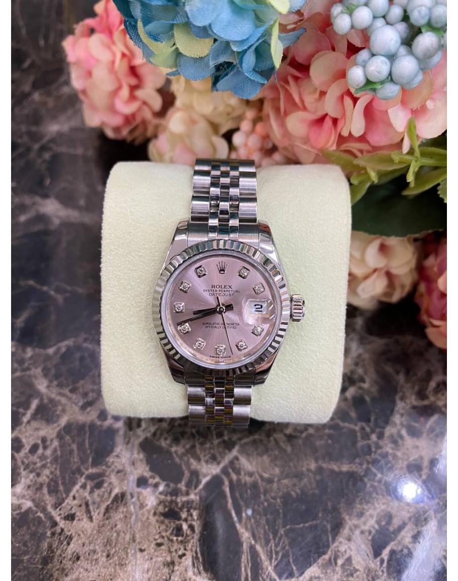 ROLEX LADY DATEJUST REF 179174 26MM CHERRY BLOSSOM PINK DIAL WATCH