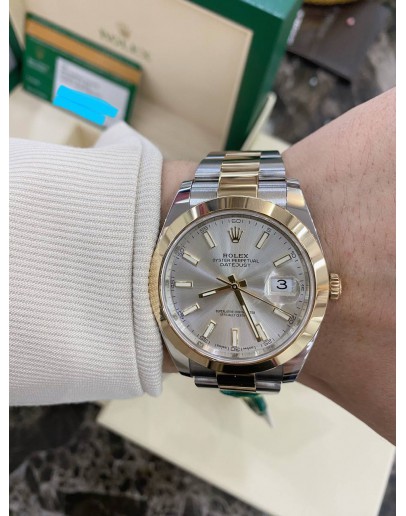 ROLEX DATEJUST REF 126303 OYSTERSTEEL AND 18K YELLOW GOLD 41MM AUTOMATIC YEAR 2019 WATCH -FULL SET-