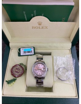 ROLEX LADY OYSTER PERPETUAL DATEJUST PINK DIAL LIMITED EDITION REF 179160 28MM AUTOMATIC WATCH