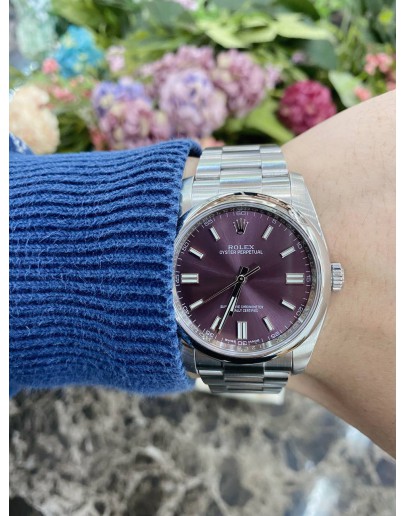 ROLEX OYSTER PERPETUAL PURPLE DIAL REF 116000 36MM AUTOMATIC UNISEX WATCH -FULL SET-