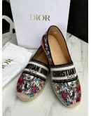 CHRISTIAN DIOR GRANVILLE ESPANDRILLE SLIP ON SHOES WITH EMBROIDERED MULTICOLOUR FLOWER PRINTS