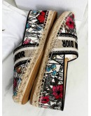 CHRISTIAN DIOR GRANVILLE ESPANDRILLE SLIP ON SHOES WITH EMBROIDERED MULTICOLOUR FLOWER PRINTS