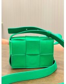 BOTTEGA VENETA CANDY CASSETTE MINI BAG IN SIGNATURE PARAKEET GREEN INTRECCIATO WOVEN LEATHER 