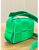 BOTTEGA VENETA CANDY CASSETTE MINI BAG IN SIGNATURE PARAKEET GREEN INTRECCIATO WOVEN LEATHER 