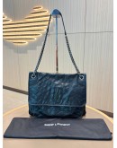 YSL SAINT LAURENT NIKI BAG IN CRINKLED LEATHER AND CHEVRON OVERSTITCHING