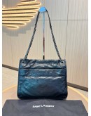 YSL SAINT LAURENT NIKI BAG IN CRINKLED LEATHER AND CHEVRON OVERSTITCHING