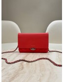 CHANEL MATELASSÉ LEATHER CC WALLET ON CHAIN (WOC) IN PINK 
