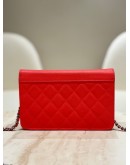 CHANEL MATELASSÉ LEATHER CC WALLET ON CHAIN (WOC) IN PINK 