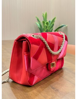 CHANEL REISSUE 2.55 DOUBLE FLAP IN MULTICOLOUR SUEDE , SATIN & LAMBSKIN LEATHER WITH GOLD HARDWARE 