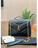 YSL YVES SAINT LAURENT LOULOU BAG IN CHEVRON QUILTED MATELASSÉ LEATHER WITH GOLD HARDWARE 