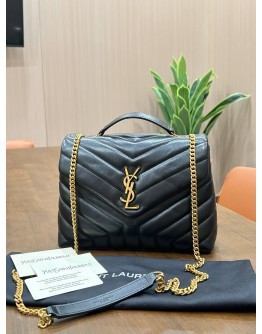 YSL YVES SAINT LAURENT LOULOU BAG IN CHEVRON QUILTED MATELASSÉ LEATHER WITH GOLD HARDWARE 