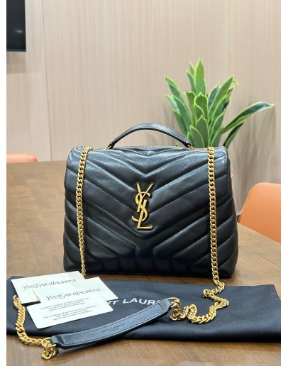 YSL YVES SAINT LAURENT LOULOU BAG IN CHEVRON QUILTED MATELASSÉ LEATHER WITH GOLD HARDWARE 