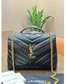 YSL YVES SAINT LAURENT LOULOU BAG IN CHEVRON QUILTED MATELASSÉ LEATHER WITH GOLD HARDWARE 