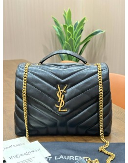 YSL YVES SAINT LAURENT LOULOU BAG IN CHEVRON QUILTED MATELASSÉ LEATHER WITH GOLD HARDWARE 