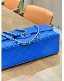 CHANEL MAXI CLASSIC SINGLE FLAP BAG IN ELECTRIC BLUE CAVIAR LEATHER WITH SILVER HARDWARE 
