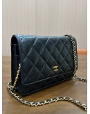 CHANEL CLASSIC WALLET ON CHAIN IN CAVIAR LEATHER & GOLD HARDWARE 