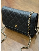 CHANEL CLASSIC WALLET ON CHAIN IN CAVIAR LEATHER & GOLD HARDWARE 