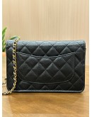 CHANEL CLASSIC WALLET ON CHAIN IN CAVIAR LEATHER & GOLD HARDWARE 