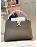 LOUIS VUITTON CAPUCINE BB TOP HANDLE HANDBAG IN TAUPE PEBBLED TAURILLION LEATHER