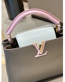 LOUIS VUITTON CAPUCINE BB TOP HANDLE HANDBAG IN TAUPE PEBBLED TAURILLION LEATHER