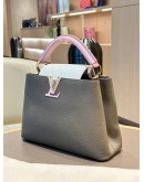 LOUIS VUITTON CAPUCINE BB TOP HANDLE HANDBAG IN TAUPE PEBBLED TAURILLION LEATHER