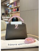 LOUIS VUITTON CAPUCINE BB TOP HANDLE HANDBAG IN TAUPE PEBBLED TAURILLION LEATHER