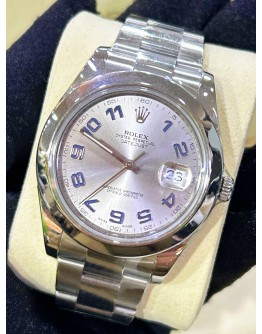 ROLEX DATEJUST II REF 116300 BLUE ARABIC PURPLE DIGITAL DIAL 41MM AUTOMATIC WATCH