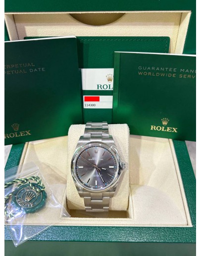 ROLEX OYSTER PERPETUAL 39REF 114300 RHODIUM DIAL 39MM AUTOMATIC WATCH